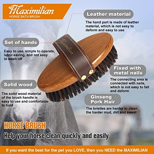 MAXIMILIAN Handmade Horse Brush Professional Horse Brushes for Grooming