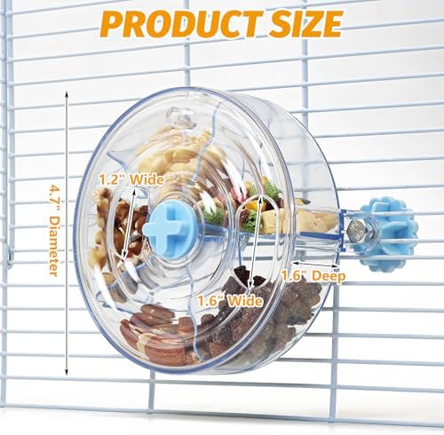 VCEPJH Rat Foraging Toy Interactive Slow Feeder with Transparent Rotating Treat Dispenser Wheel for Enrichment Activities Pet Rat Cage Accessories Ideal for Syrian Hamster Gerbil Mice (Blue)