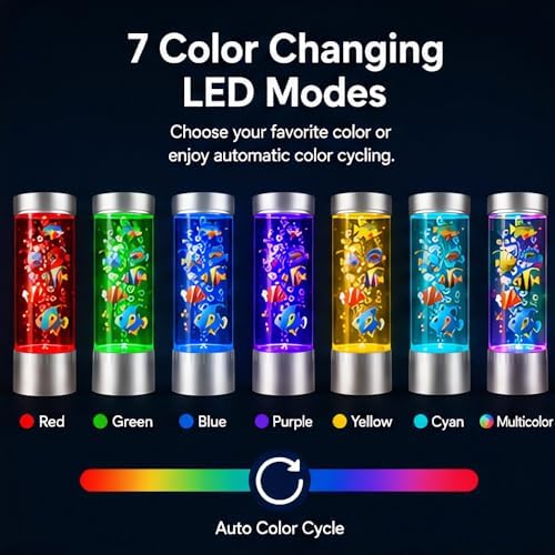 Bubble Fish Lamp with Color-Changing LED, Sensory Aquarium Light