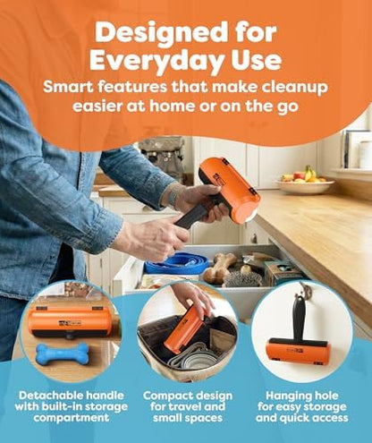 Triton Pet Hair Removal Tool w/Fur Trapping Compartment, Orange