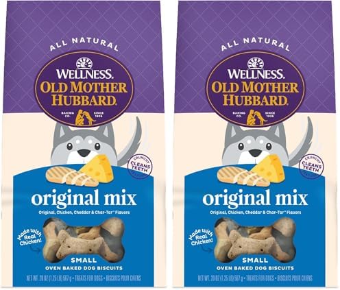 Old Mother Hubbard Wellness Classic Original Mix Dog Biscuits, Natural Training Treats, 4 Flavors, Small Size, 20 oz Bag (Pack of 2)