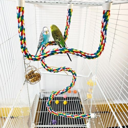 41Inch × 0.8-Inch Diameter Nipple Style Bird Rope Perch, Bird cage Accessories, Rope perches for Conures,Parrots,Cockatiel,Lovebird,Budgerigar,Parakeet perches Birds Standing Pole