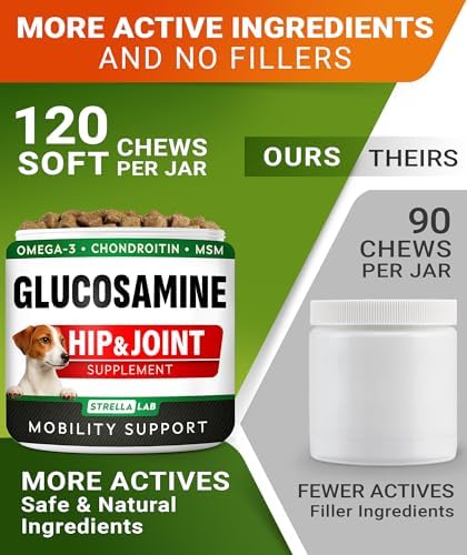 STRELLALAB Advanced Glucosamine for Dogs, Chondroitin & MSM Hip Joint Chews