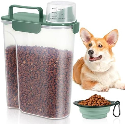 5 Lbs Pet Dog Food Storage Container for Bird Seed Rice Flour - Dark Green