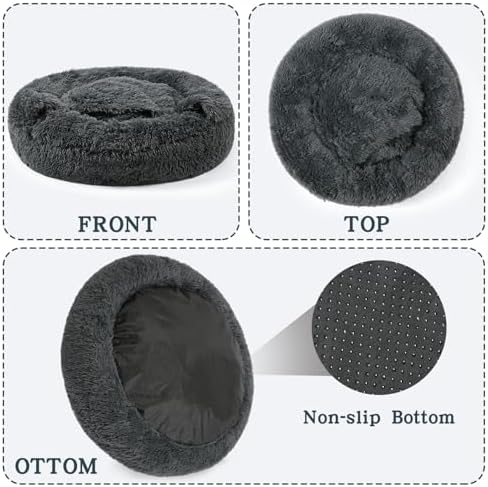 NOYAL Calming Donut Dog Bed, Hooded Cave with Blanket