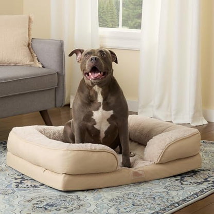 Town & Country Everyday CuddleTown Comfy Solid Bolster Sofa Pet Bed, Supportive & Calming Egg Crate Foam, Non-Slip Bottom, Machine Washable Cover, Grey, Large 35"x25"x8"