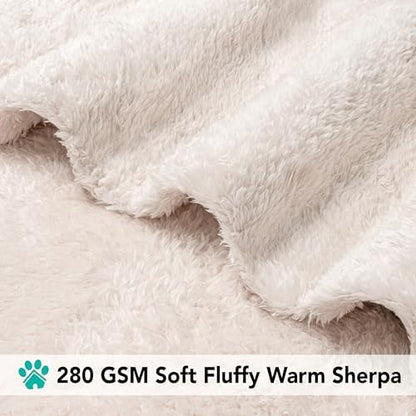 PetAmi Soft Plush Sherpa Dog Blanket for Pet Cat, Medium 29x40, Beige