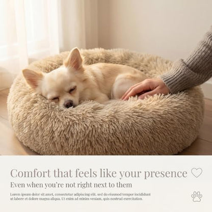 nononfish Round Dog Bed for Small Dogs,Calming Donut Plush Bed