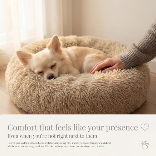 nononfish Round Dog Bed for Small Dogs,Calming Donut Plush Bed