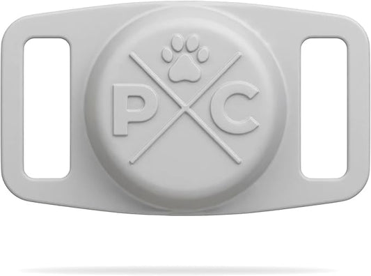 Pup Culture Compatible with AirTag Dog Collar Holder | Durable Protective Case to Help Track Your Pup | for Dog & Cat Collars - Grey