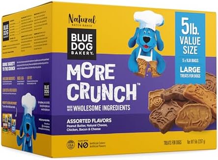 Blue Dog Bakery, More Crunch Assorted Biscuit, Large Dog Treats 5lb Box