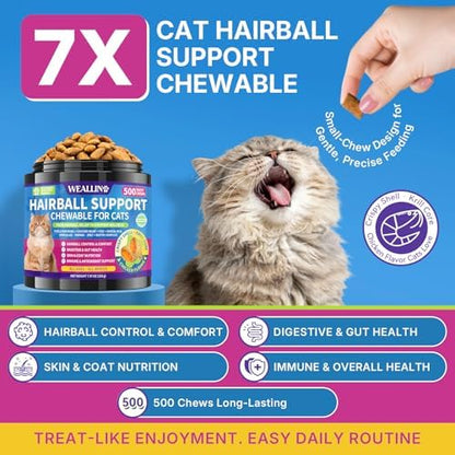 WEALLIN Cat Hairball Support Chews Cat Hairball Remedy Treats 500 Chews