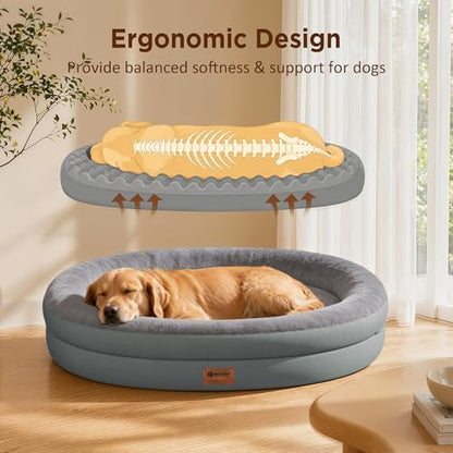 Waterproof Orthopedic Dog Bed for Large Dogs, Grey