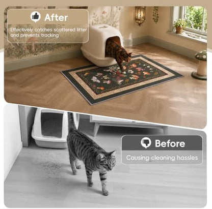Bienbee Cat Litter Mat, 2 Pack 33" x 22" Machine Washable for Litter Boxes