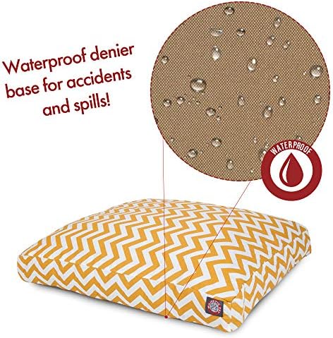 Majestic Pet Rectangular Dog Bed, X-Large, 50x42x5 in, Washable, Yellow