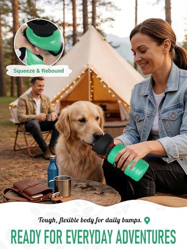 lesotc Dog Water Bottle Portable, 28oz Portable Dog Water Bottle with Bowl, Leak Proof Travel Bowl Dispenser for Dogs, One-Hand Squeeze Puppy Essentials for Walking, Hiking, Camping