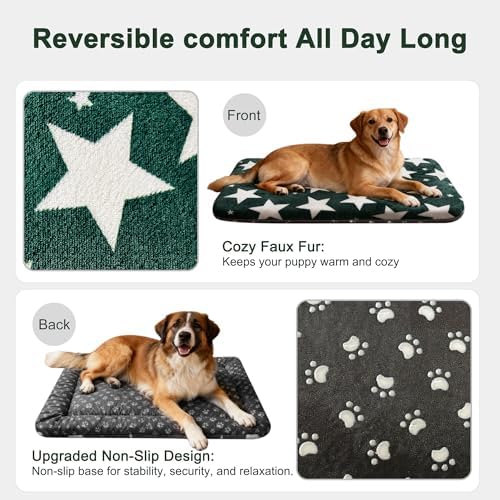 Dog Crate Pad Washable Cat Dog Pet Bed for Crate kennel Large Mat 36inGreen