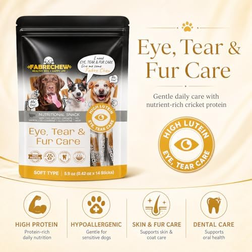 Cricket & Salmon Protein Dog Treats – Hypoallergenic High-Protein Soft Dental Chews for Sensitive Dogs 14 Pcs (Eye, Tear Marks & Fur Care)