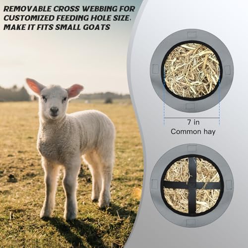 3 PCS Goat Hay Feeder,Hay Bags for Horses,Goats,Donkeys with Reinforced Oxford Fabric and High Strength Metal Clasp,Horse Feeding Supplies with Adjustable Strap for Easy Hanging (2Grey+1Black)