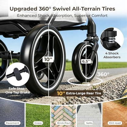 X6 Pet Stroller for Medium Large Pets Up to 70Lbs, Gray