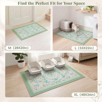 Bienbee Cat Litter Mat, 2 Pack 48" x 36" Machine Washable for Litter Boxes