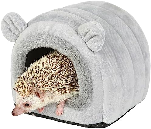 Hedgehog Bed Cave Nest Hideout, Hamster Guinea Pigs Small Animals Cage Supplies Warm House-Gray
