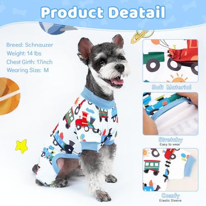 XPUDAC 4 Pieces Dog Pajamas Soft Puppy Pjs Stretchable Boy Doggie Clothes for Small Medium Dogs Cat Pet Outfits, XL