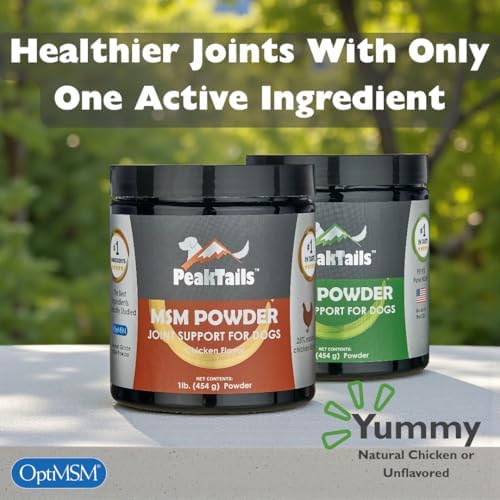 KALA HEALTH PeakTails Pure MSM Powder for Dogs, US-Sourced MSM, 1 lb