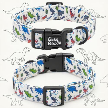 Summer Dinosaur Print Dog Collar with Bow for Large Dogs