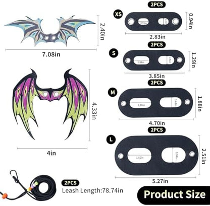 COMSUN 2 Pack Bearded Dragon Harness Leash Set with Leather Dinosaur Wings