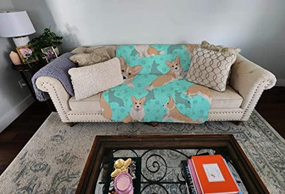 Caroline's Treasures MLM1047LQB Fawn Cardigan Corgi Quilted Blanket 50x60 Artwork Pattern Quilted Throw Blanket for Bed, Couch, Sofa, Soft and Lightweight