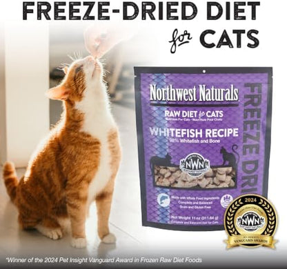 Northwest Naturals Freeze-Dried Whitefish Cat & Kitten Food – Bite-Sized Nibbles, Healthy, Limited, Human-Grade Ingredients, All-Natural, High-Protein Raw Diet, Complete & Balanced, 11 oz (Pack of 3)
