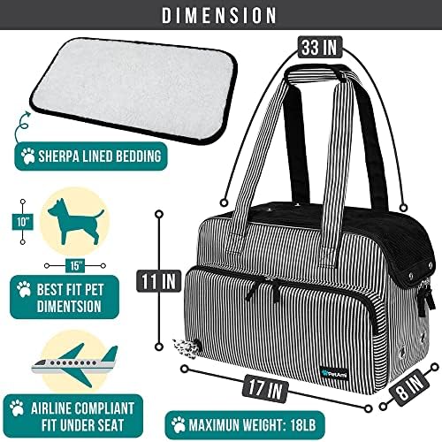 PetAmi Small Dog Purse Carrier, Airline Approved Soft Sided Tote, Stripe