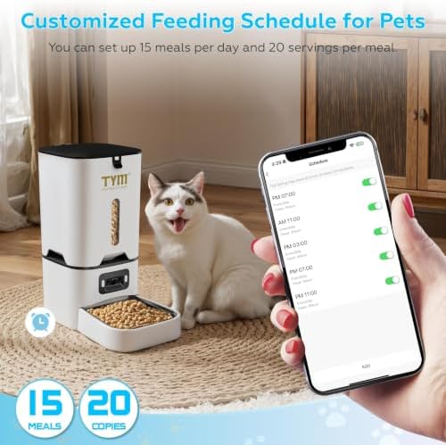 TYM Automatic Cat Feeder with Camera, 5G WiFi Food Dispenser for Small Pets
