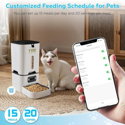 TYM Automatic Cat Feeder with Camera, 5G WiFi Food Dispenser for Small Pets