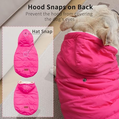 Vecomfy Warm Dog Coats with Hoodie,Winter Dog Jackets for Small Dogs