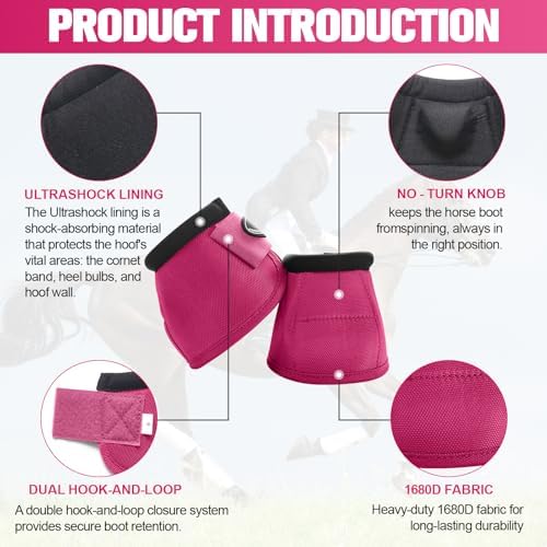 Horse Bell Boots for Outdoor Sports (Raspberry, L)