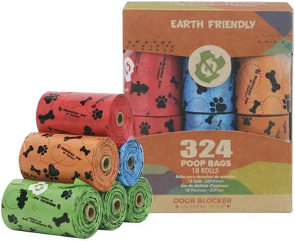 Biodegradable Eco Friendly 15μm thickness Pet Waste lavender scented Poop Bags for Dogs 18 rolls (324 bags)