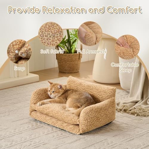 Hollypet Cat Bed Small Dog Orthopedic Couch Beds for Pets up to 13 lbs