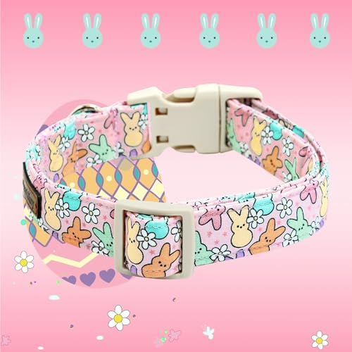 Lionheart glory Easter Dog Collar Colorful Collar for Medium Dog Collars Easter Egg Print Dog Collars Spring Female or Male Pet Gift Adjustable Heavy-Duty Holiday Dog Collar Plastic Buckle