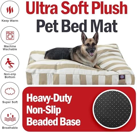Majestic Pet Rectangular Dog Bed, X-Large, 50x42x5 in, Washable, Sand Beige