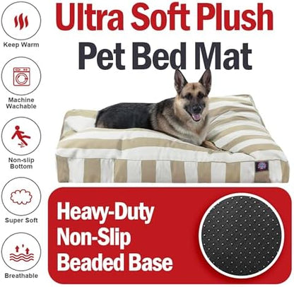 Majestic Pet Rectangular Dog Bed, X-Large, 50x42x5 in, Washable, Sand Beige
