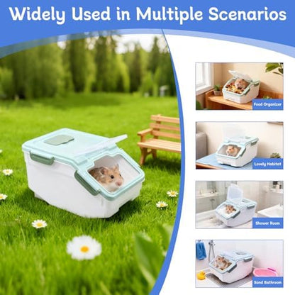 Chinchilla Sand Bath Container, Plastic Dust House with Lid for Pets