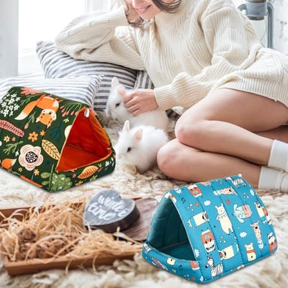 Cinnvoice Guinea Pig Hideout Bed Washable House Cage, Forest, 7.9 in