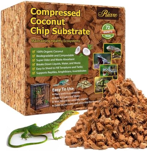 Riare 10LB Coconut Husk Chip for Reptiles, 72 Quart Coconut Fiber Substrate