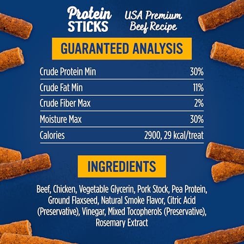 Blue Dog Bakery, Protein Jerky Beef, Medium Dog Treats, 6oz 8pk