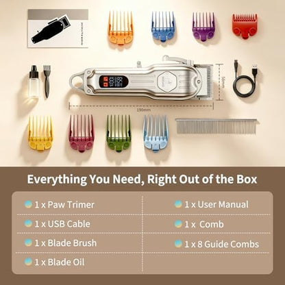 Dog Cordless Grooming Kit Low Noise for Heavy Thick Hair&Coats