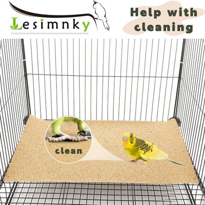 Bird Cage Liner 50-Pack 17” x 11” Gravel Paper Cuttable Pet Sandpaper Special for Bird Cage in Sea Sand, Easy Clean Pet Sandpaper Calcium Paper for Birdcage Parrots Cockatiels (50)
