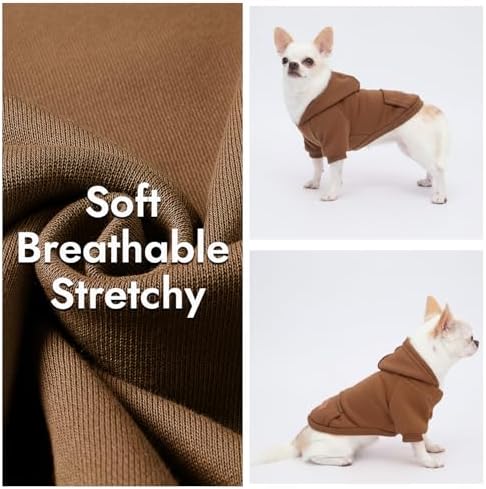 1 Pack Dog Hoodie Warm Hood Dog Sweater Cold Weather Small Dogs Sweatshirt Comfort Pet Clothes for Small Medium Dogs with Pockets Cats Chihuahua Clothes for Male Female Girl Boy Sporty Daily Wear