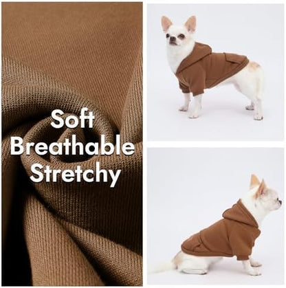 2 Pack Dog Hoodie Warm Hood Dog Sweater Cold Weather Small Dogs Sweatshirt Comfort Pet Clothes for Small Medium Dogs with Pockets Cats Chihuahua Clothes for Male Female Girl Boy Sporty Daily Wear